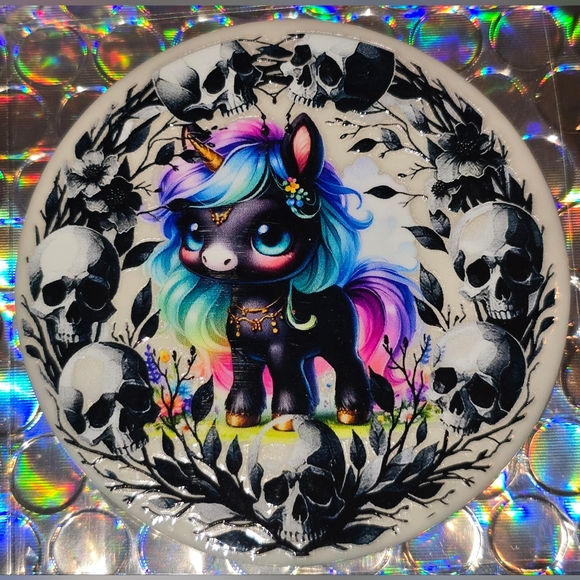Goth Unicorn Pegasus Custom Christmas Ornament with Real Pearl #1002 - Picture 1 of 5